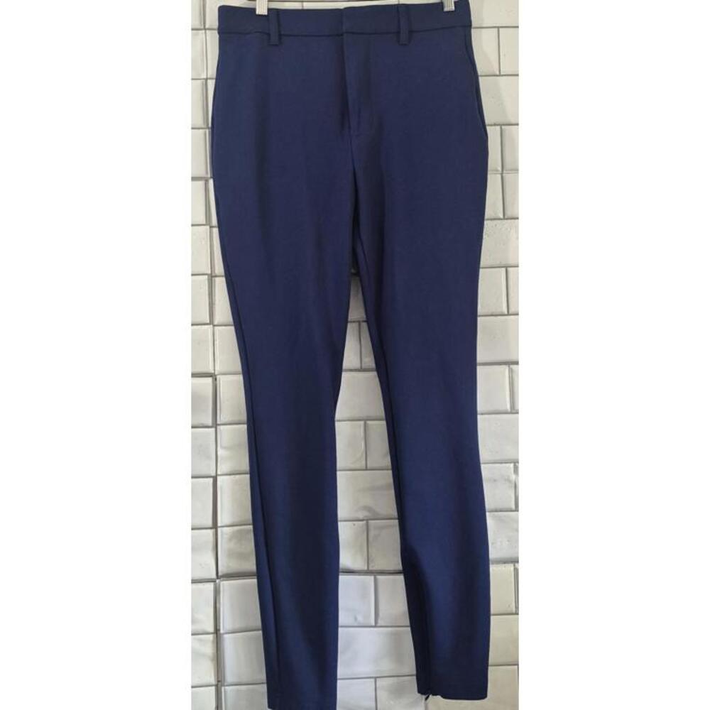 Lands’ End Ladies Blue Stretch Knit Dress Pant Fitted Leg Zipper At Hem